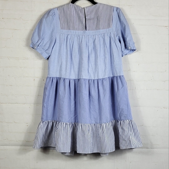 Pomander Place Tuckernuck Preppy Feminine Quinn Tiered Mini Dress Blue Stripe XS - Picture 4 of 16